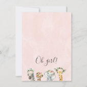 Invitation Filles Floral Safari Animaux Baby shower Invitatio (Dos)