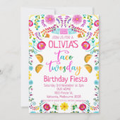Invitation Filles Floral Taco Twosday Mexicaine 2e anniversai (Devant)