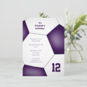 Invitation filles garçons violet soccer fête d'anniversaire s (Debout devant)