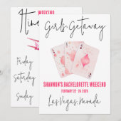 Invitation Filles' Getaway, Casino Bachelorette Weekend Party (Devant / Derrière)