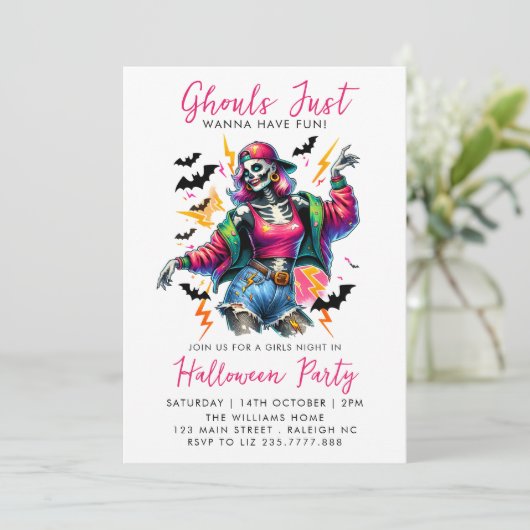 Invitation Filles Ghouls Night Out Adulte Halloween Party (Debout devant)
