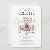 Invitation Filles Glamping Anniversaire Sous Les Étoiles (Devant)