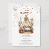 Invitation Filles Glamping Anniversaire Sous Les Étoiles (Devant)