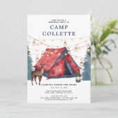 Invitation Filles Glamping Camping Anniversaire Fête Invitati (Debout devant)