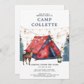 Invitation Filles Glamping Camping Anniversaire Fête Invitati (Devant / Derrière)