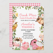 Invitation Filles Grange Rose Ferme Canard Foliage Anniversai (Devant / Derrière)