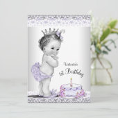 Invitation Filles Gris pourpre Premier anniversaire (Debout devant)