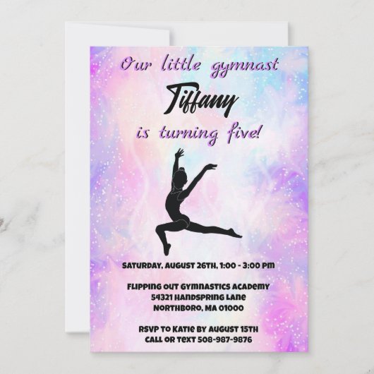 Invitation Filles Gymnastique Personnalisable Anniversaire (Devant)
