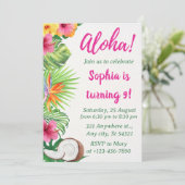 Invitation Filles Hawaiian Luau Party, Aloha Tropical Birthda (Debout devant)
