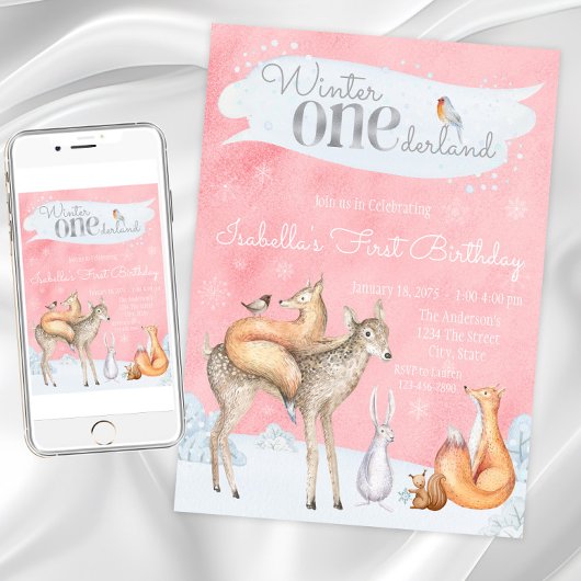 Invitation Filles Hiver ONE derland 1er anniversaire fête