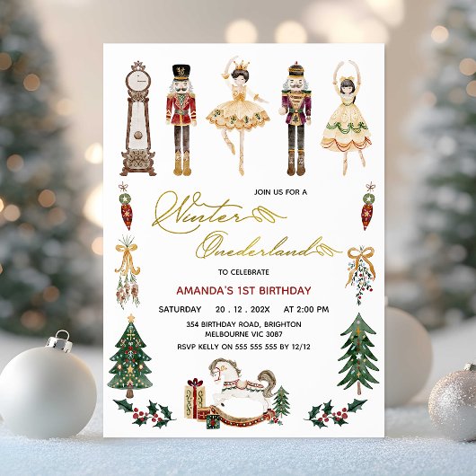 Invitation Filles Hiver Onederland Nutcracker 1er anniversair