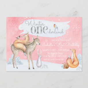 Invitation Filles Hiver ONEderland Pays des Bois 1er Annivers