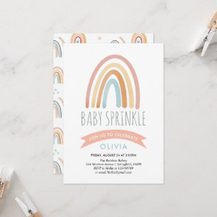 Invitation Filles Jote Boho Arc-en-ciel Bébé Sprinkle