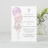 Invitation Filles jumeaux Christening et premier anniversaire (Debout devant)