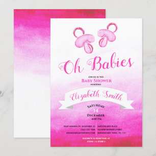 Invitation Filles jumelles aquarelle Baby shower