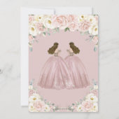 Invitation Filles jumelles blanches rose pâle Quinceañera XV (Dos)
