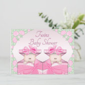 Invitation Filles jumelles dans le baby shower de roses de (Debout devant)