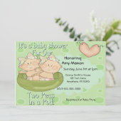 Invitation Filles jumelles deux pois dans l'invitation de (Debout devant)