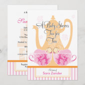 Invitation Filles jumelles du thé un | de baby shower (Devant / Derrière)
