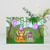 Invitation Filles Jungle Bengale Tigre Anniversaire Invitatio (Debout devant)