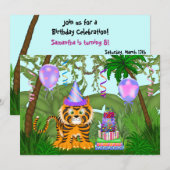 Invitation Filles Jungle Bengale Tigre Anniversaire Invitatio (Devant / Derrière)