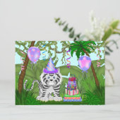 Invitation Filles Jungle White Tiger Anniversaire Fête Invita (Debout devant)