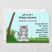 Invitation Filles Jungle White Tiger Anniversaire Fête Invita (Dos)