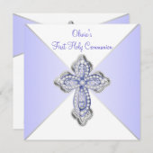 Invitation Filles Lavande Purple Première Communion (Devant / Derrière)