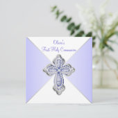 Invitation Filles Lavande Purple Première Communion (Debout devant)