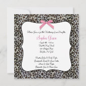 Invitation Filles Léopard Rose Baptême (Dos)