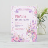 Invitation Filles Licorne Violette 5ème Anniversaire (Debout devant)