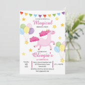 Invitation Filles Madical d'abord mignonne rose licorne Anniv (Debout devant)
