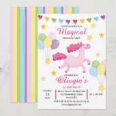 Invitation Filles Madical d'abord mignonne rose licorne Anniv (Devant / Derrière)