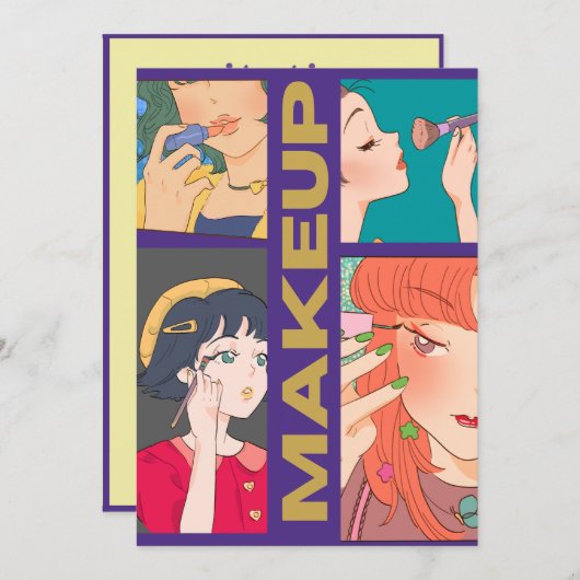 INVITATION FILLES MAKEUP (Devant / Derrière)