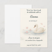 Invitation Fille's mignonne cygne princesse anniversaire Invi (Devant / Derrière)