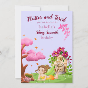 Invitation Filles mignonne Jaune Fée Fairytale maison