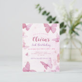 Invitation Filles mignonne papillon rose Anniversaire Invitat (Debout devant)