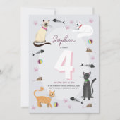Invitation Filles mignonne rose Kitty Anniversaire de enfant (Devant)