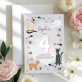 Invitation Filles mignonne rose Kitty Anniversaire de enfant