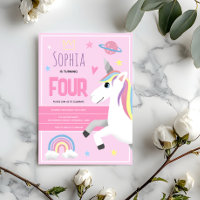 Filles mignonne rose licorne Enfants 4e anniversai