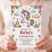 Invitation Filles mignonne Unicorn Anniversaire de enfant