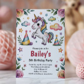 Invitation Filles mignonne Unicorn Anniversaire de enfant