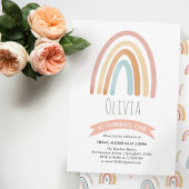 Invitation Filles mignonnes Boho rose Arc-en-ciel Premier ann