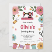 Invitation Filles mignonnes coudre fête d'anniversaire (Devant)