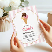 Invitation Filles mignonnes Crème glacée fête d'anniversaire