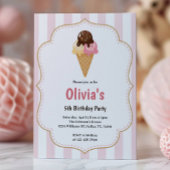 Invitation Filles mignonnes Crème glacée fête d'anniversaire