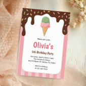 Invitation Filles mignonnes Crème glacée fête d'anniversaire