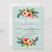 Invitation Filles mignonnes fleurs Baby shower de fleurs bota (Devant)