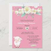 Invitation Filles mignonnes Lamb Floral Baby shower Invitatio (Devant)