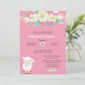 Invitation Filles mignonnes Lamb Floral Baby shower Invitatio (Debout devant)